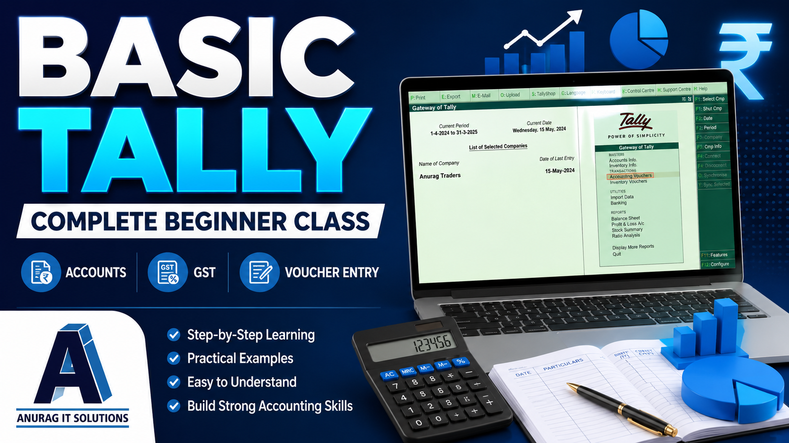 Basic Tally for Beginners – Accounts, GST & Voucher Entry